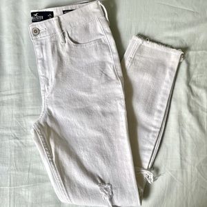 Hollister distressed white jeans high rise skinny